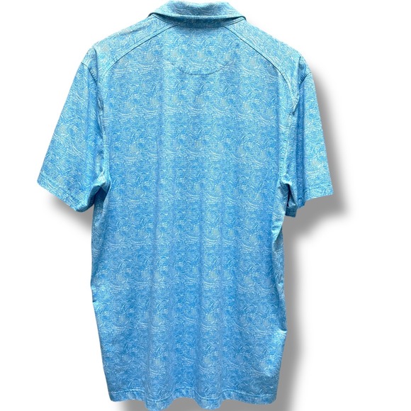 Men's Izod Light Blue Wave Pattern Short Sleeve Golf Polo Large - Picture 3 of 5